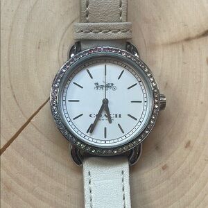 Coach White Watch with Crystal Bezel